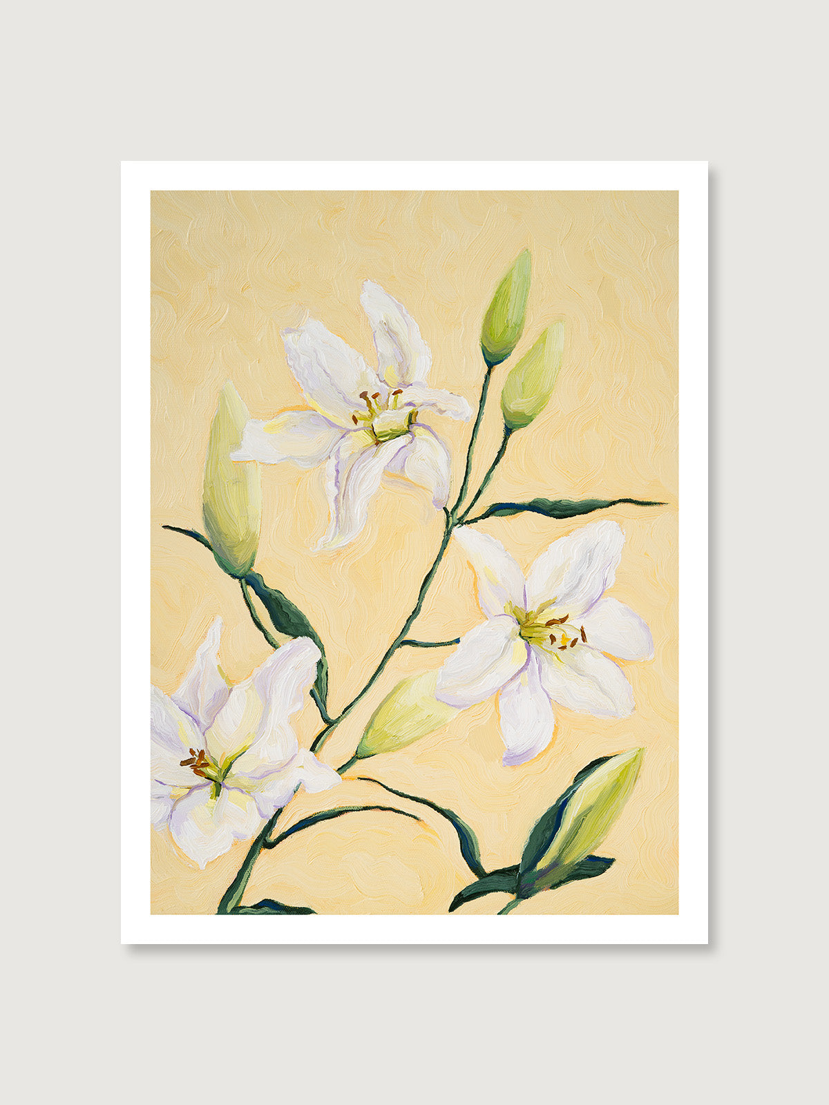 white lily flower painting Lilies Wall Art Prints, A4