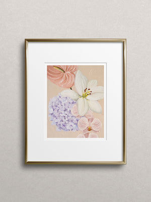 Botanical art print framed in gold