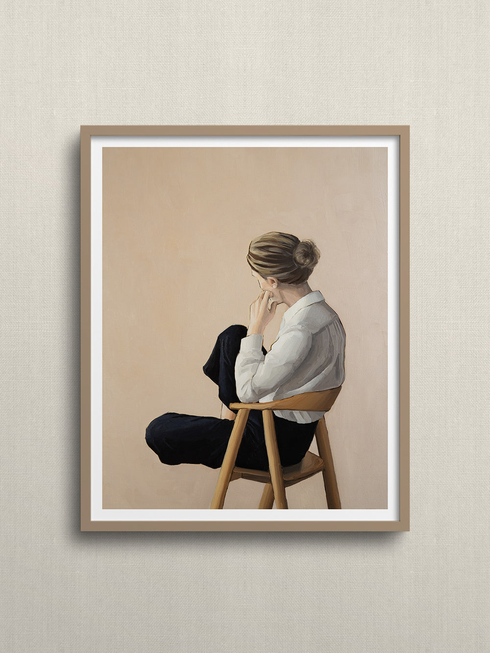 Contemplation art featuring a women sitting in a chair