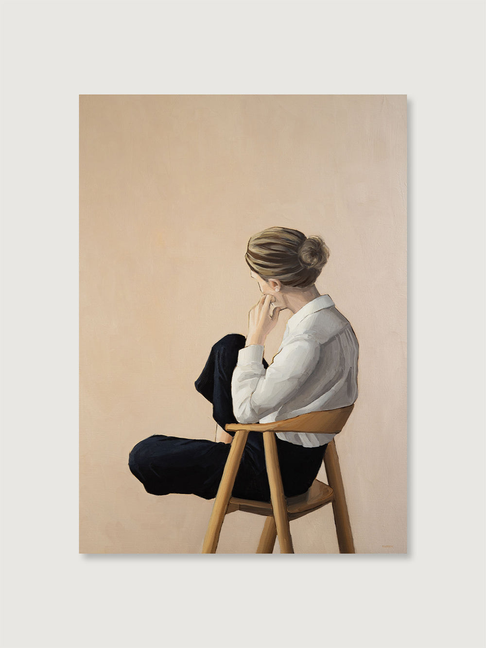 Contemplation art featuring a women sitting in a chair