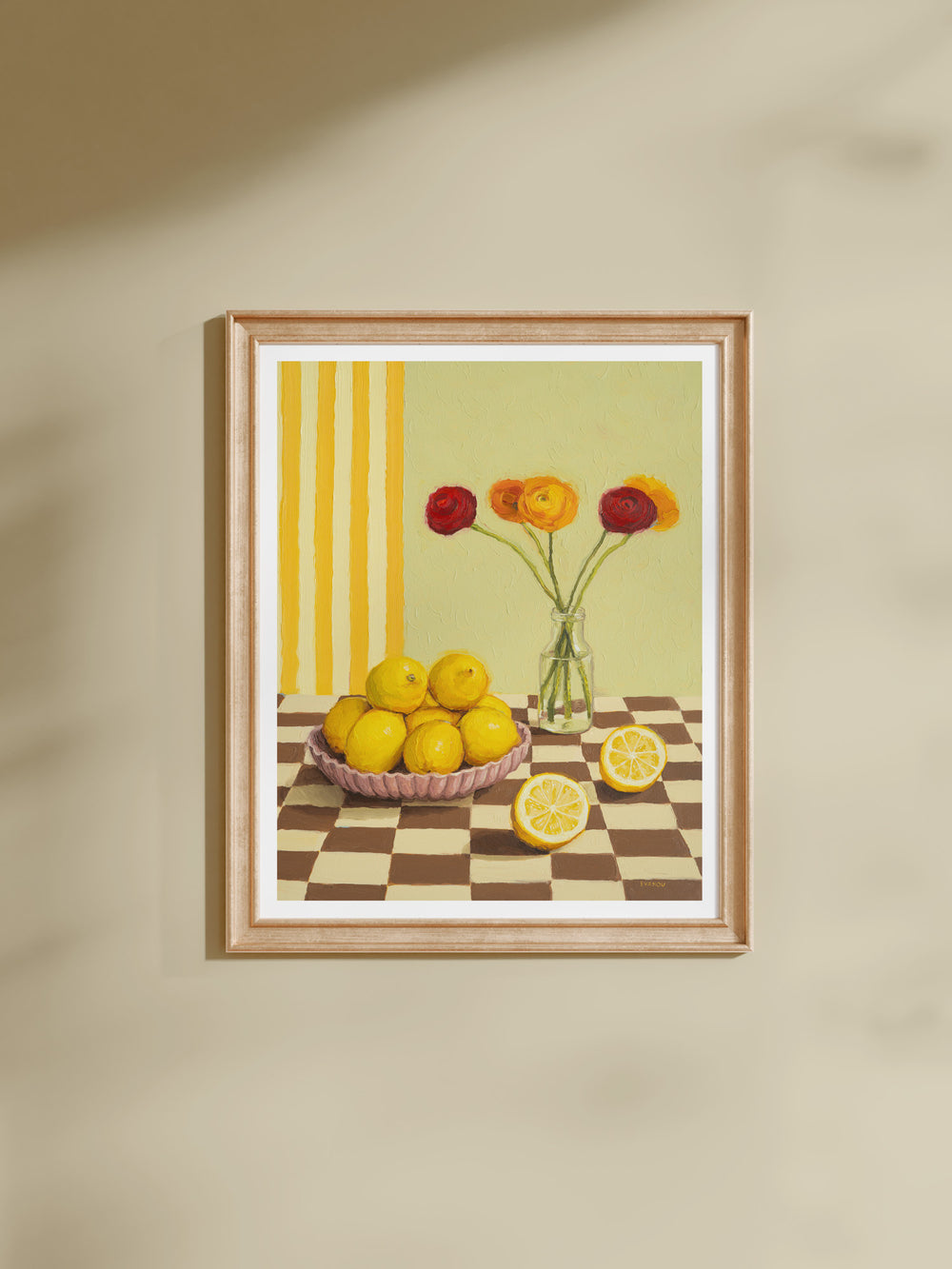 Art print of my original oil painting "Lemons And Flowers".