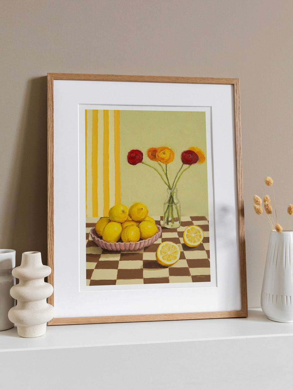 Art print of my original oil painting "Lemons And Flowers".