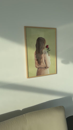 Girl With A Rose - Art Print