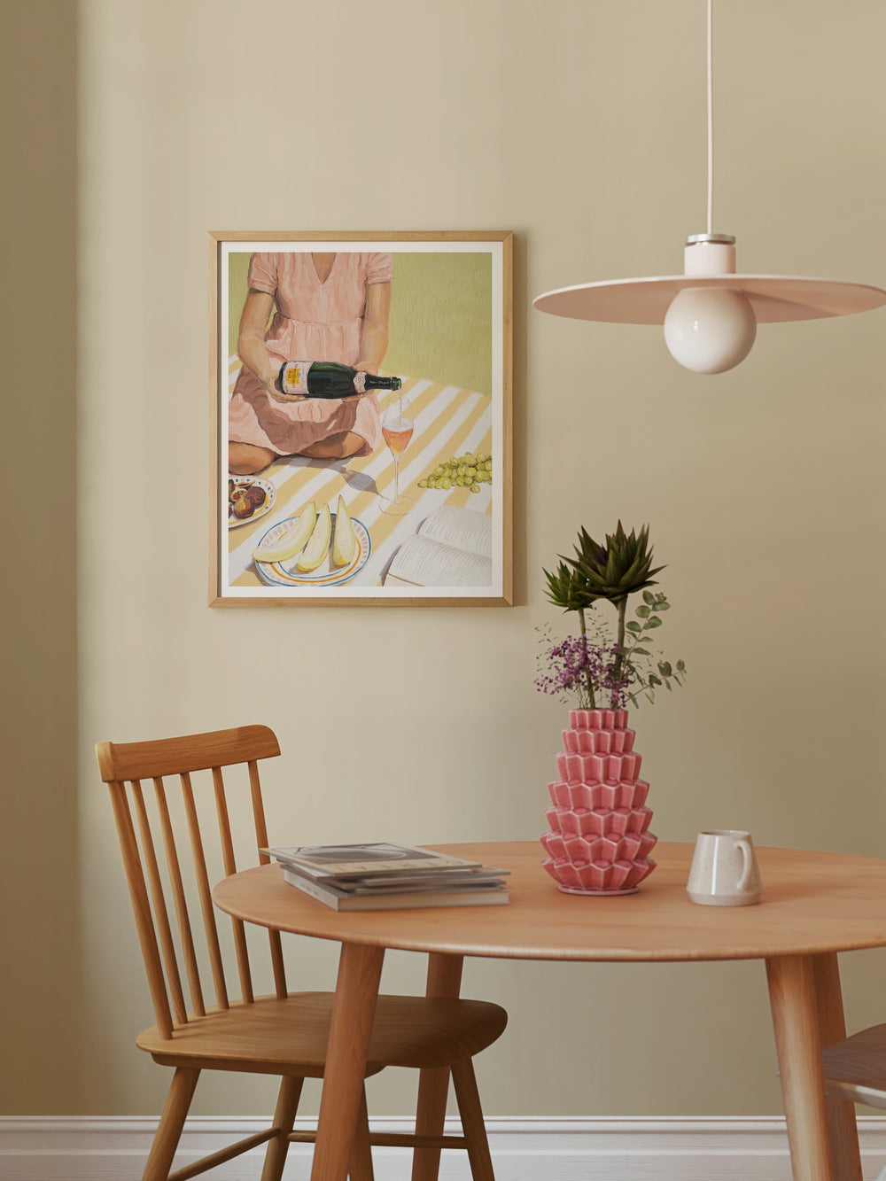 Art print of "Summer Sweetness" featuring a vibrant summer picnic scene with champagne.